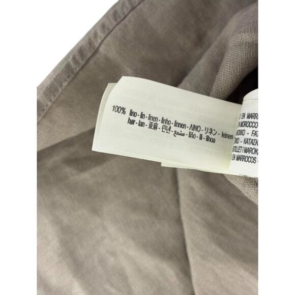 Zara Origins Mens Polo Shirt S Green 100% Linen Long Sleeve 4498/569 NWT - Picture 7 of 11